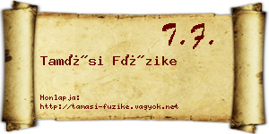 Tamási Füzike névjegykártya
